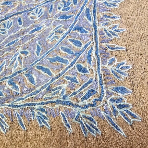 NEW! Hand Embroidered Kashmir Pashmina Cashmere Omani Mussar Shawl 2.5 Yards - Picture 3 of 5